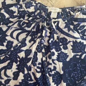 Loft Floral Blouse, Dark Blue Floral, Medium